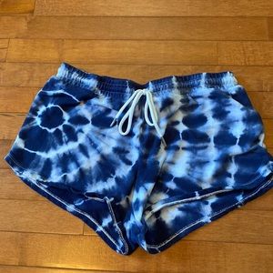 Blue tie dye swim cover up shorts